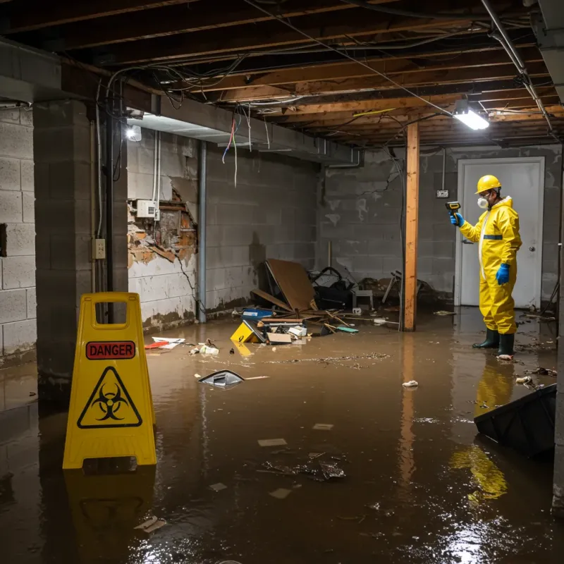 Flooded Basement Electrical Hazard in Gaston County, NC Property